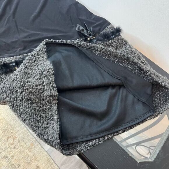 Joseph Ribkoff Women’s Size 6 Boucle Sequined Bow Sheath Dress Black Grey Beaded - Picture 12 of 15